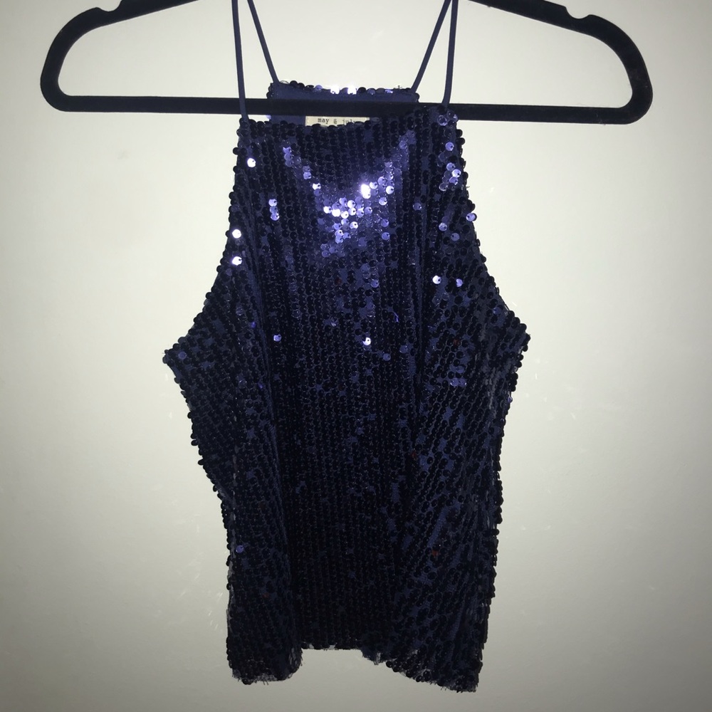 Navy Sequined Tank